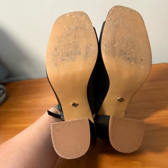 Nanette Lepore Madeline Block Heel Black Slingback Peep Toe Square Toe Ruffle 10 - Picture 10 of 11